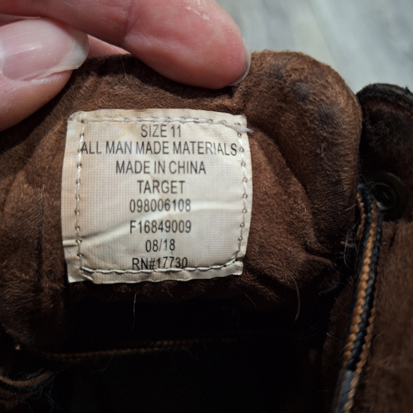 Men's Faux Leather Brown Boots, Size 11 - Picture 7 of 8